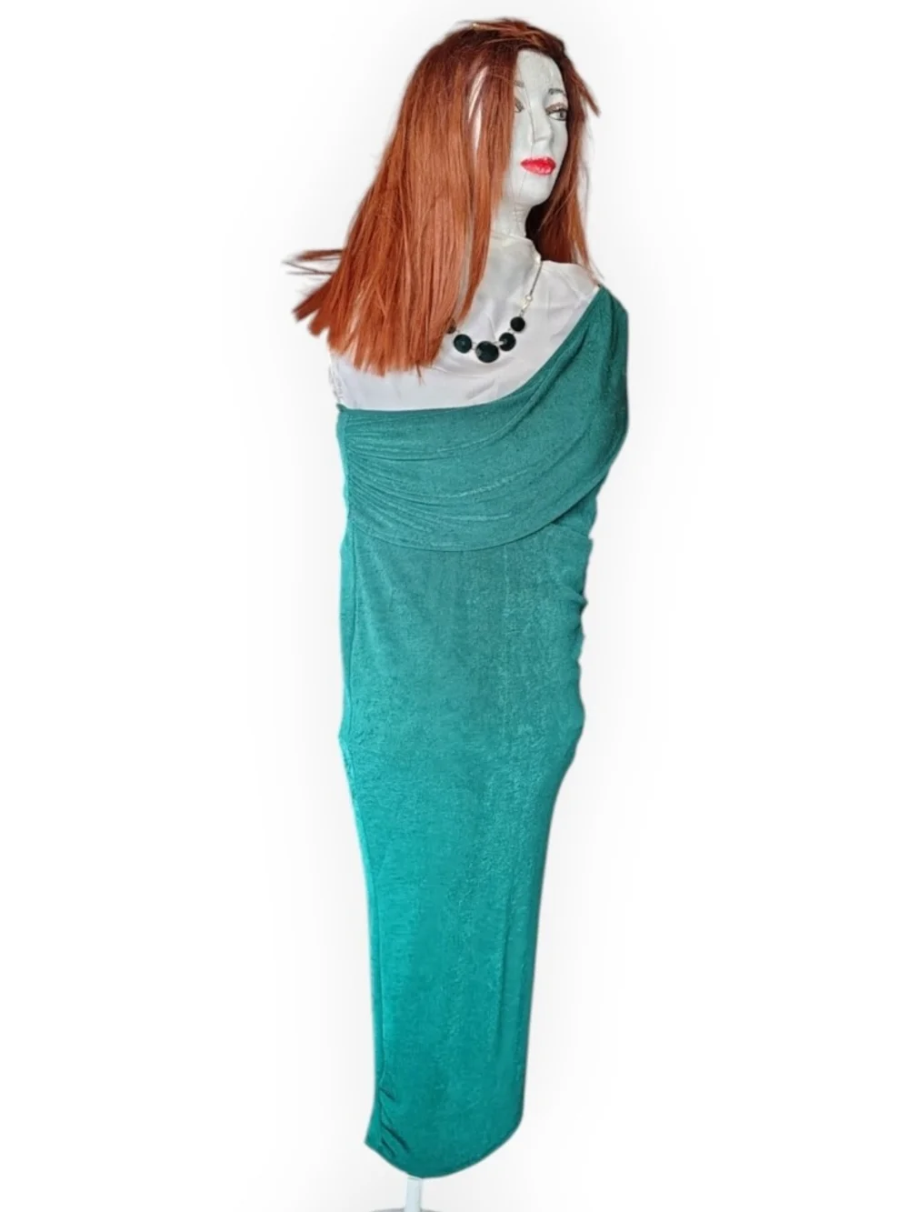One-Shoulder Teal Evening Dress for Women - Picture 6 of 13